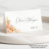 Elegantes Peach and Cream mit Monogram Wedding Platzkarte