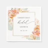 Elegantes Peach and Sage Floral Brautparty Serviette (Vorderseite)