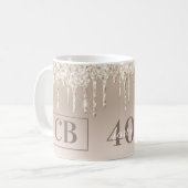 Elegantes Peach - Beige Imitate Glitzer Geburtstag Kaffeetasse (Vorderseite Links)