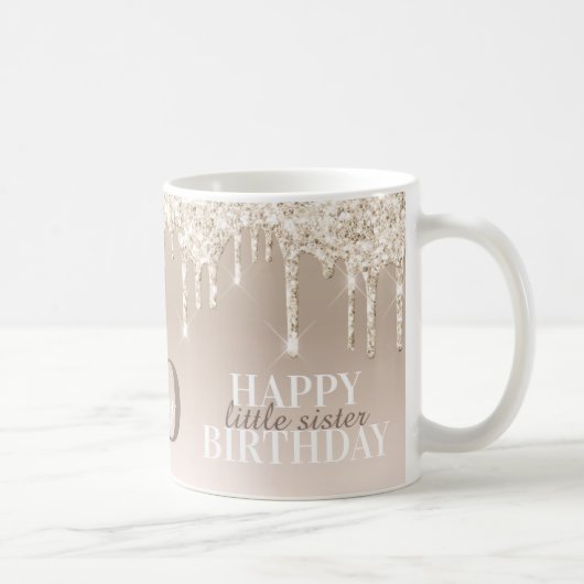 Elegantes Peach - Beige Imitate Glitzer Geburtstag Kaffeetasse (Rechts)