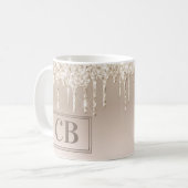 Elegantes Peach - Beige Imitate Glitzer Tasse (Vorderseite Links)