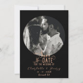 Elegantes Peach Black Foto Hochzeit speichern das  Save The Date (Vorderseite)