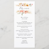 Elegantes Peach, Blush and Champagne Wedding Menu Menükarte (Vorderseite)