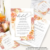 Elegantes Peach, Blush and Rost Orange Brautparty Einladung