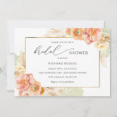Elegantes Peach, Blush und grünes Brautparty Einladung (Vorderseite)