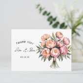 Elegantes Peach Bouquet mit Diamonds Dankeschön-Ka Save The Date (Stehend Vorderseite)