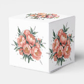 Elegantes Peach Bouquet mit Diamonds Wedding Geschenkschachtel (Rückseite)