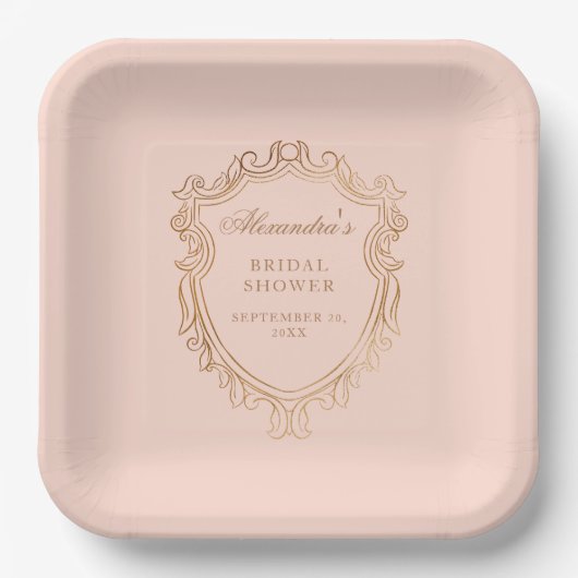 Elegantes Peach Brautparty Party Pappteller (Vorderseite)