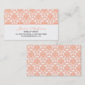 Elegantes Peach Damask Muster Visitenkarte (Vorne/Hinten)