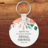 Elegantes Peach Floral Brautparty Custom Gevor Schlüsselanhänger (Vorderseite)