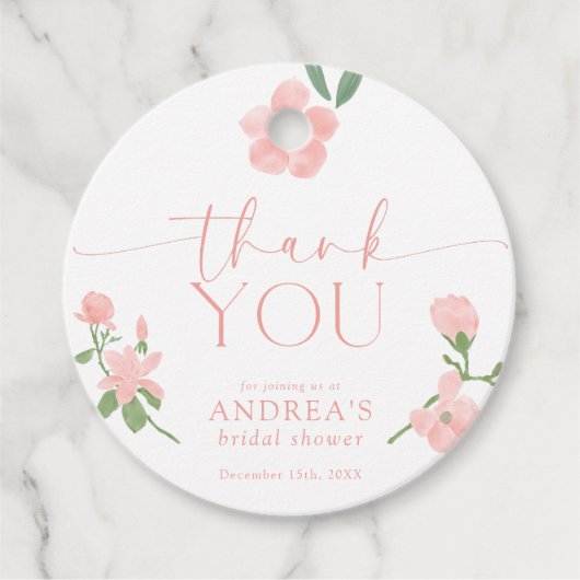 Elegantes Peach Floral Brautparty Geschenkanhänger (Vorderseite)