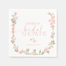 Elegantes Peach Floral Garden Brautparty Serviette