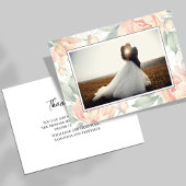 Elegantes Peach Floral Wedding Foto Dankeskarte