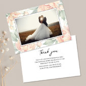 Elegantes Peach Floral Wedding Foto Dankeskarte