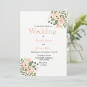 Elegantes Peach Floral Wedding Invitation Set Einladung (Stehend Vorderseite)