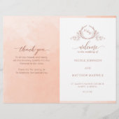 Elegantes Peach Folded Wedding Zeremony Programm (Vorderseite)