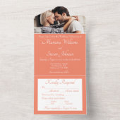 Elegantes Peach Foto Einladung zur Hochzeit (Innen Boden)