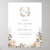 Elegantes Peach Garden Floral Wedding Welcome Post Poster (Vorne)