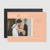 Elegantes Peach Gold Save the Date Calendar Magnet (Vorne/Hinten)