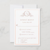 Elegantes Peach Monogramm mit Watercolor-UAWG RSVP Karte (Vorderseite)