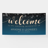 Elegantes Peach Oceanic Blue Wedding Banner (Horizontal)