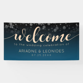 Elegantes Peach Oceanic Blue Wedding Banner