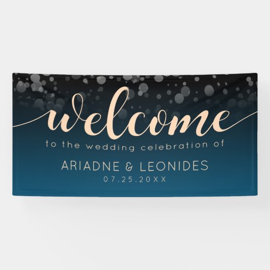 Elegantes Peach Oceanic Blue Wedding Banner (Horizontal)