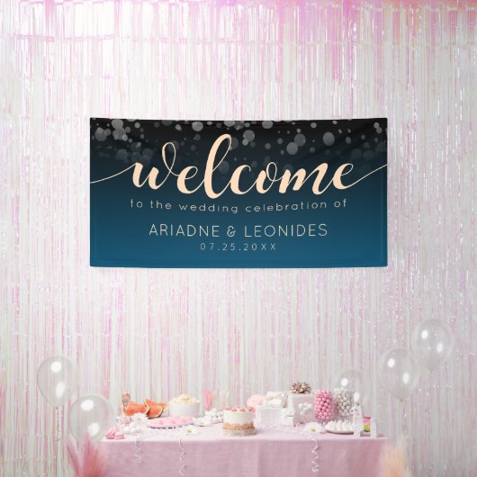 Elegantes Peach Oceanic Blue Wedding Banner (Party)