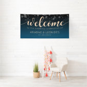 Elegantes Peach Oceanic Blue Wedding Banner (Insitu)
