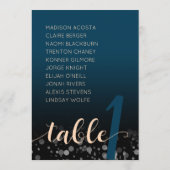 Elegantes Peach Oceanic Blue Wedding Seating Chart Einladung (Rückseite)