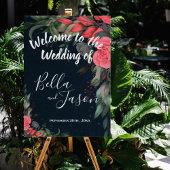 Elegantes Peach Orange Floral Wedding Welcome Sign Poster