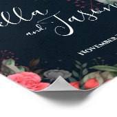 Elegantes Peach Orange Floral Wedding Welcome Sign Poster (Ecke)