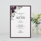 Elegantes Peach Pink Watercolor Blumenmenü (Stehend Vorderseite)