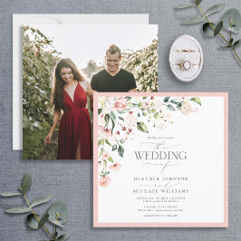 Elegantes peach Pink Watercolor Floral Wedding Fot Einladung