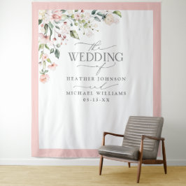 Elegantes peach Pink Watercolor Floral Wedding Fot Wandteppich