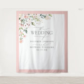 Elegantes peach Pink Watercolor Floral Wedding Fot Wandteppich (Vorderseite)