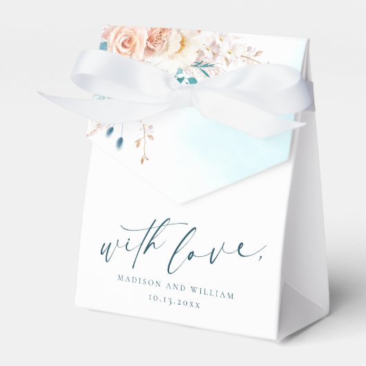 Elegantes Peach und Aquamarine Wasserfarbe Floral Geschenkschachtel (Vorderseite)