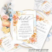 Elegantes Peach und blaues florales Brautparty Serviette