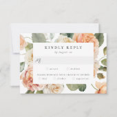 Elegantes Peach und Elfenbeinküche Rose Wählen Sie RSVP Karte (Vorderseite)