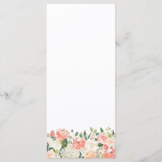 Elegantes Peach Watercolor Blumenmenü Menükarte (Rückseite)
