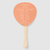 Elegantes Peach Watercolor Floral Wedding Program Fächer (Rückseite)