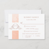 Elegantes Peach Watercolor Wedding Monogram UAWG RSVP Karte (Vorderseite)