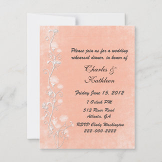 Elegantes Peach Wedding Probe Dinner Einladung