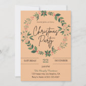 Elegantes Peach Wreath Weihnachts-Party Einladung (Vorderseite)