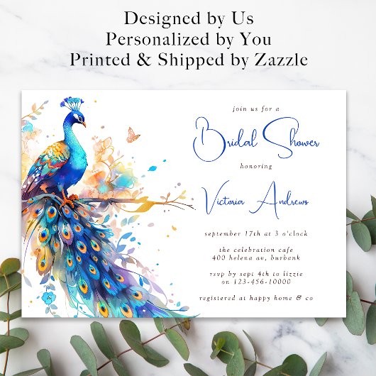 Elegantes Peacock-Brautparty Einladung