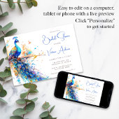 Elegantes Peacock-Brautparty Einladung