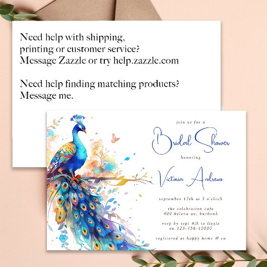 Elegantes Peacock-Brautparty Einladung
