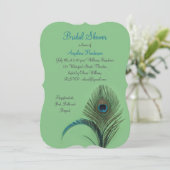 Elegantes Peacock-Brautparty (grün) Einladung (Stehend Vorderseite)