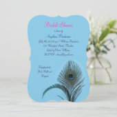 Elegantes Peacock-Brautparty (türkis) Einladung (Stehend Vorderseite)