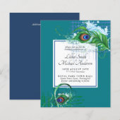 Elegantes PEACOCK FEATHER Wedding Einladungs-BUDGE (Vorne/Hinten)
